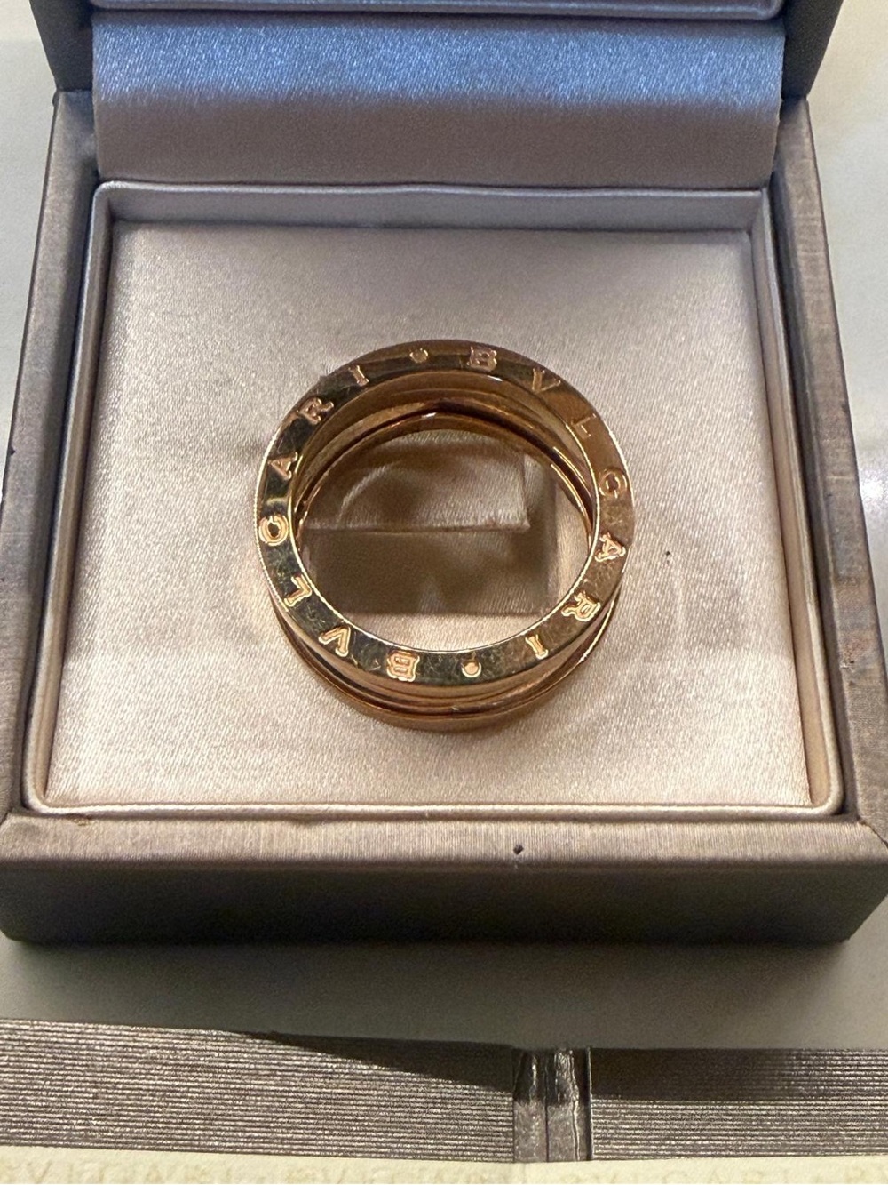 Bulgari Rose Gold Spiral Logo Ring